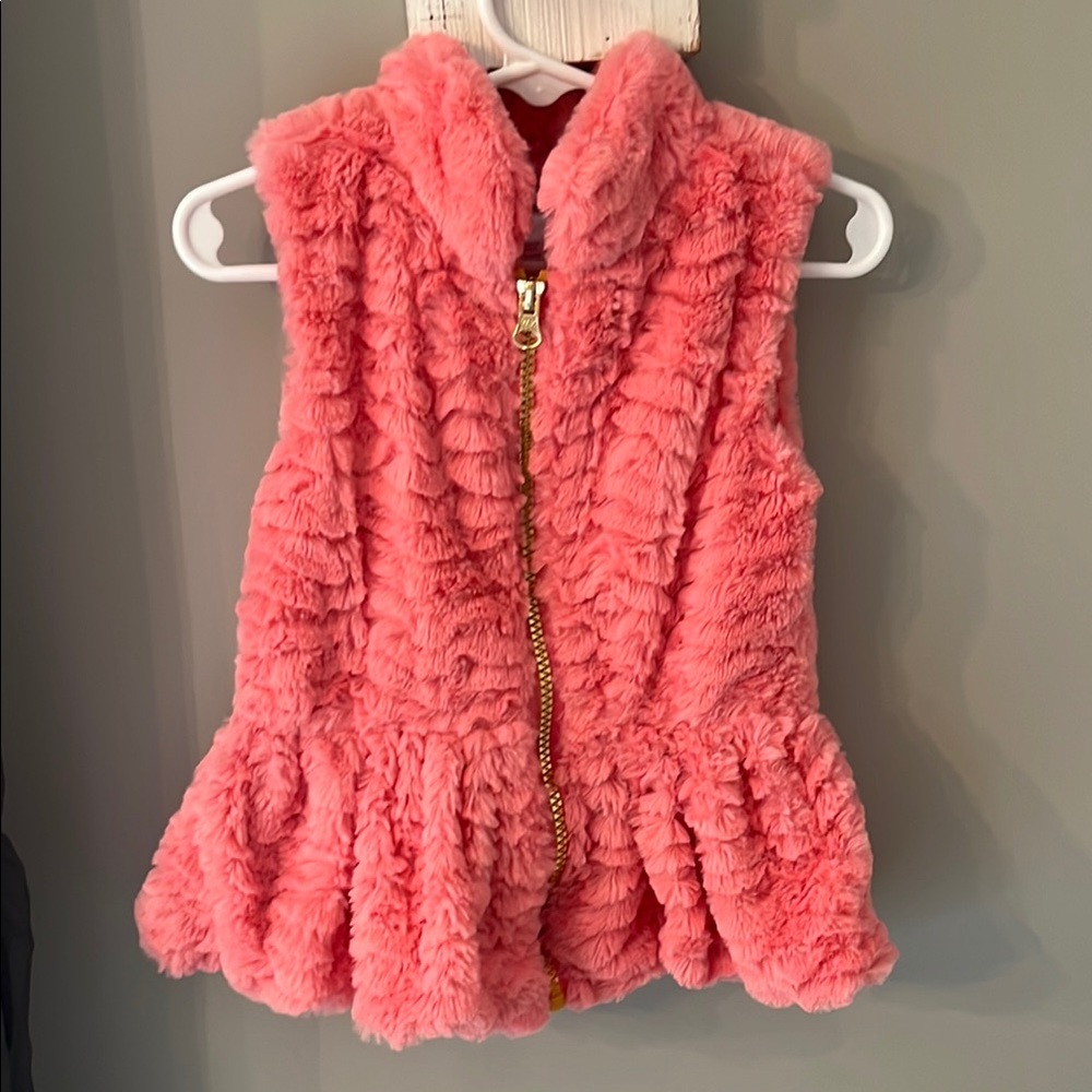 Little Lass Pink Furry Vest for Kids
